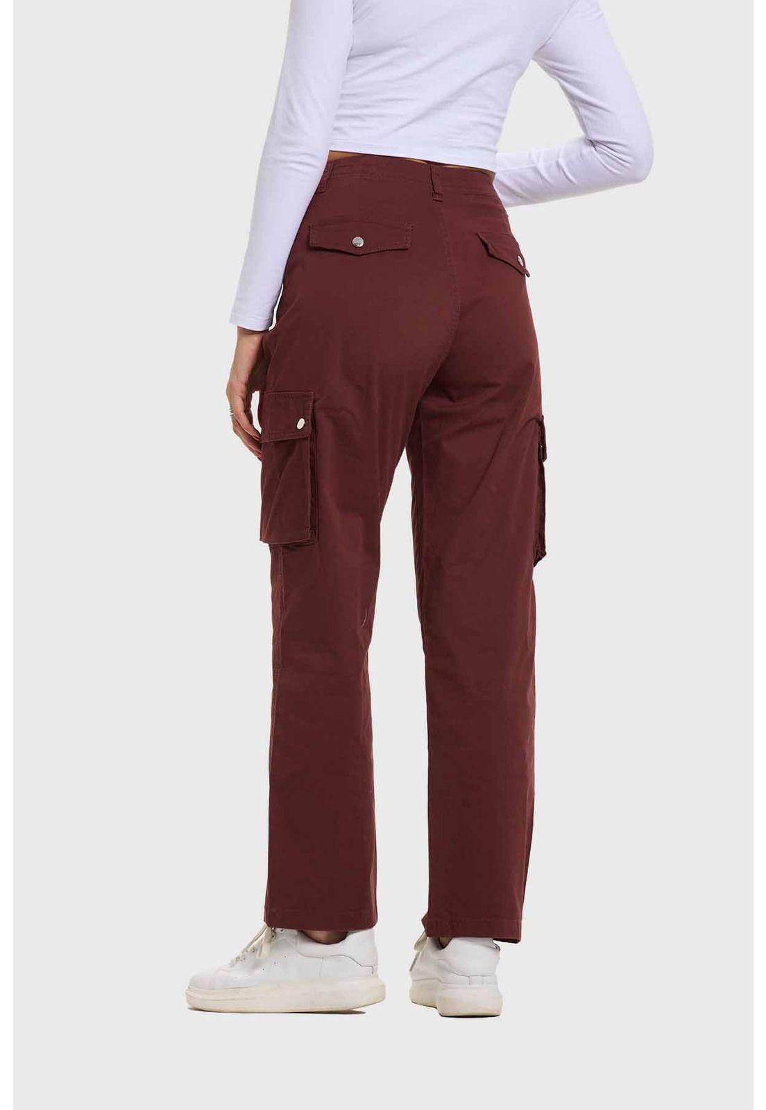 Pantalón Mujer Cargo Gabardina Café-2