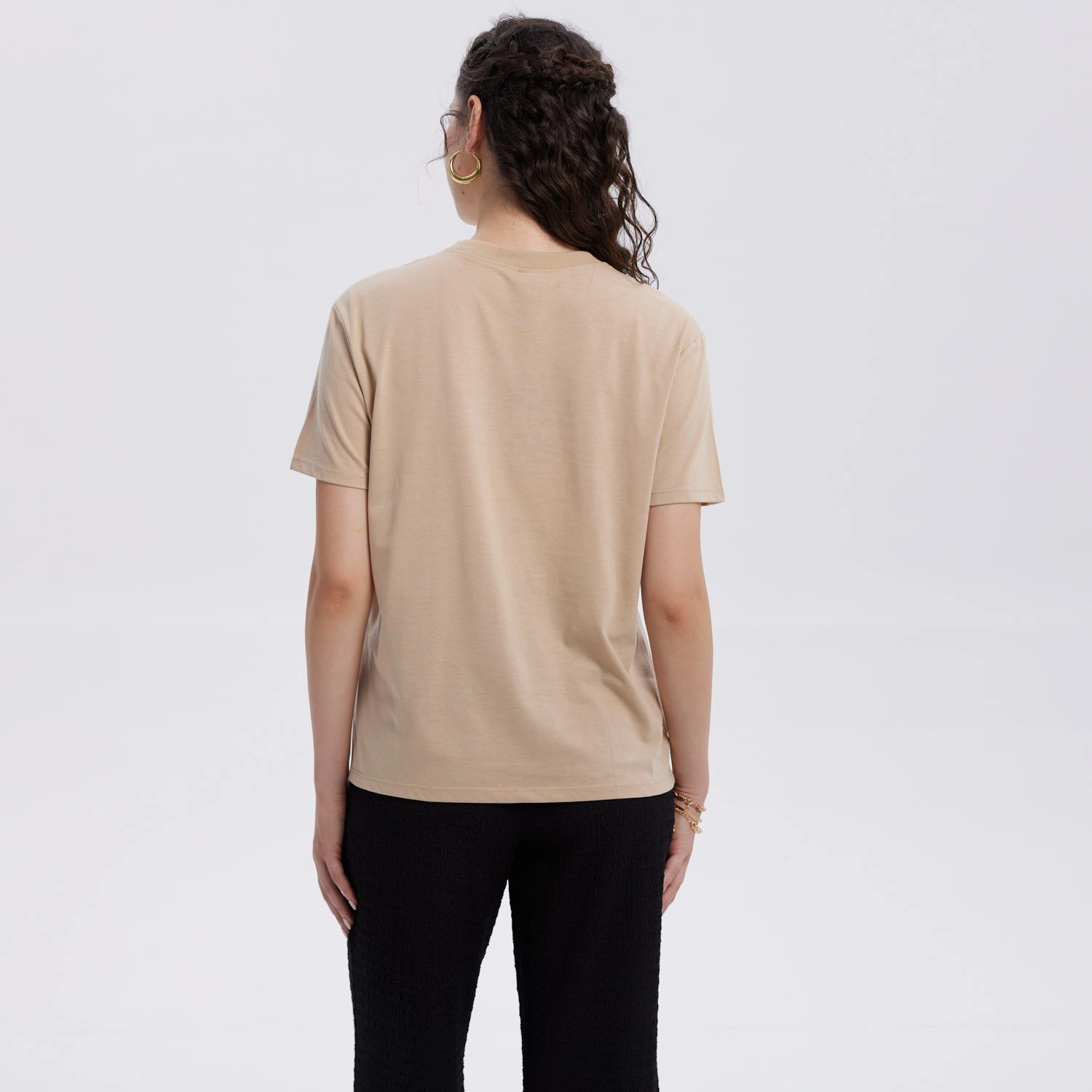 Polera Mujer Print Con Aplicación Beige-3