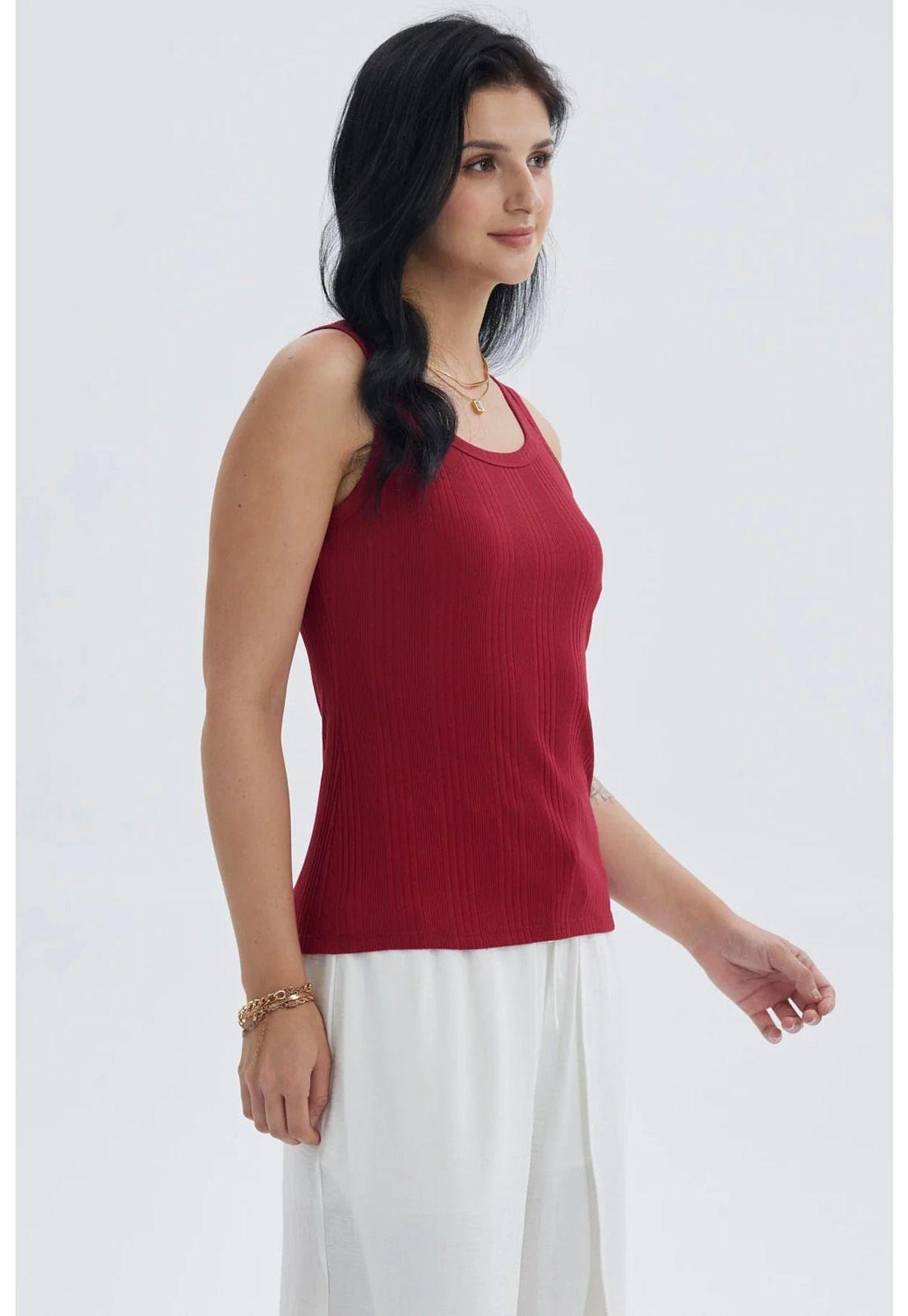 Polera Mujer Rib Lisa Rojo Oscuro-1
