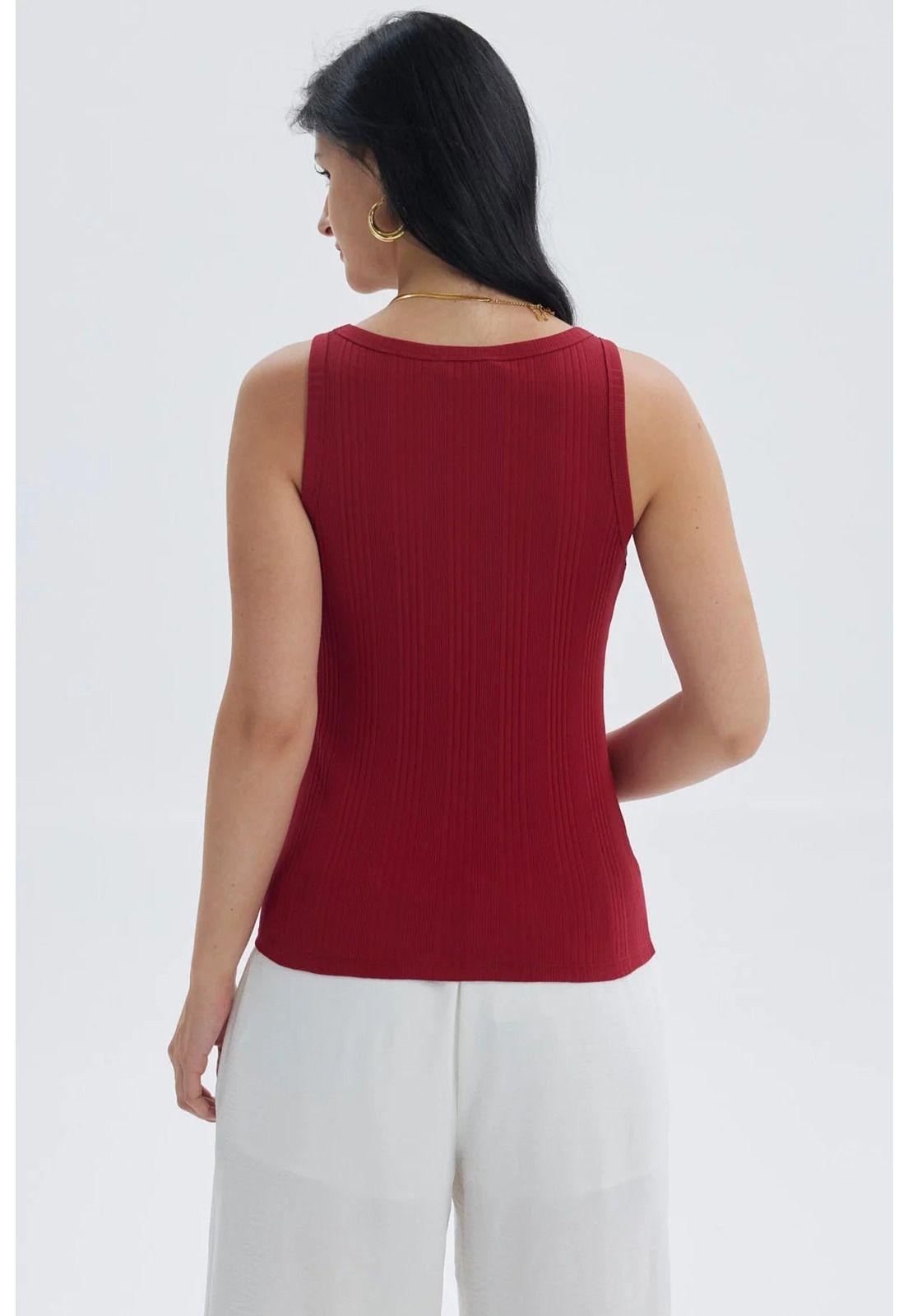 Polera Mujer Rib Lisa Rojo Oscuro-2