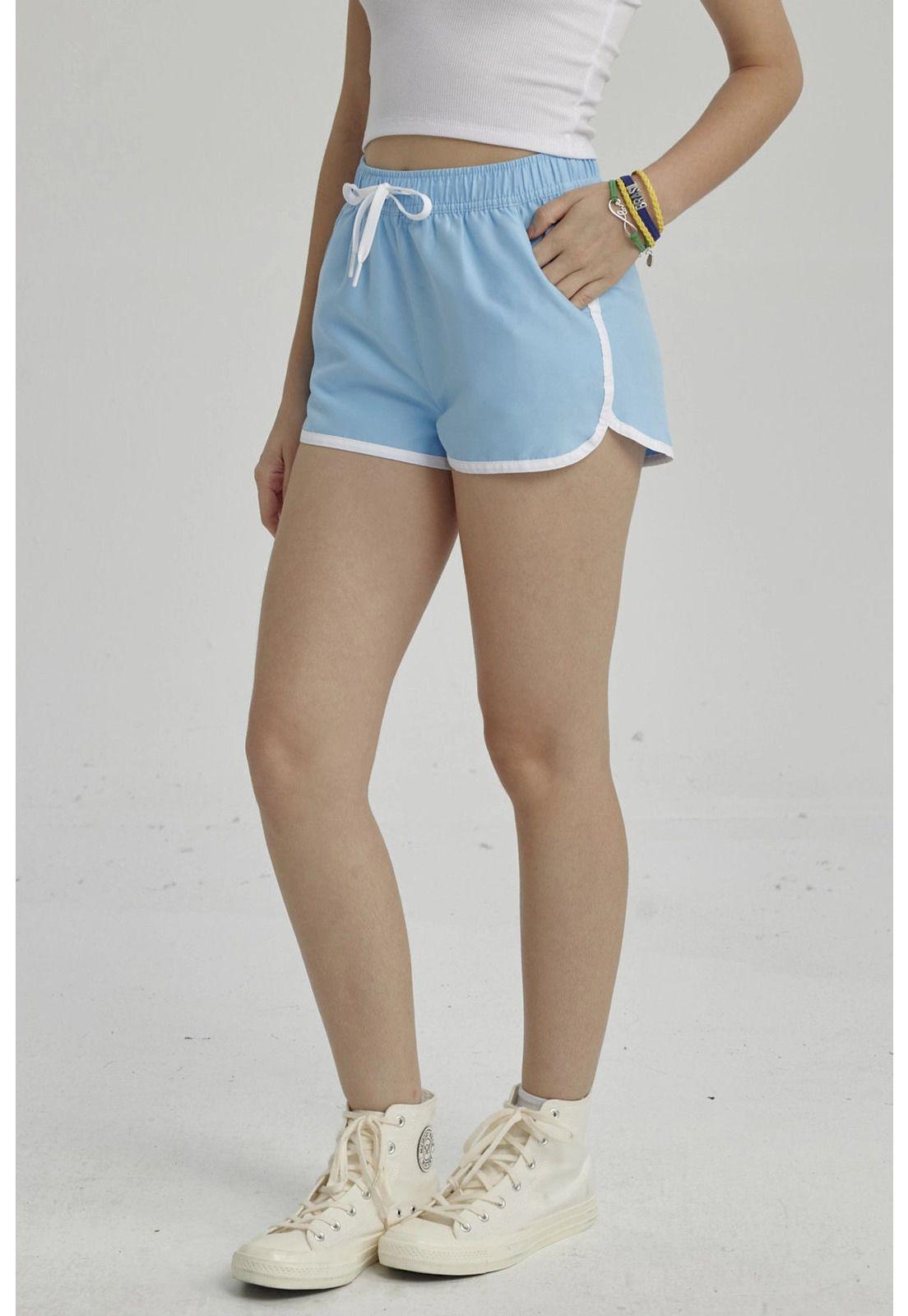 Short de Baño Niña Liso Celeste-1