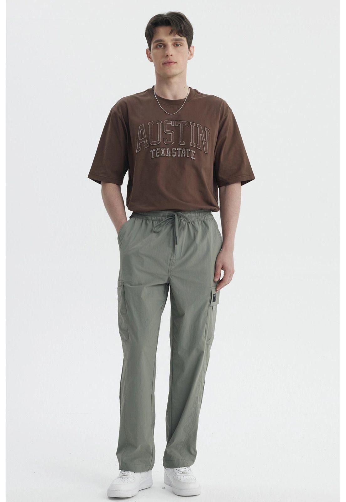 Pantalón Hombre Calce Recto Verde Militar-3