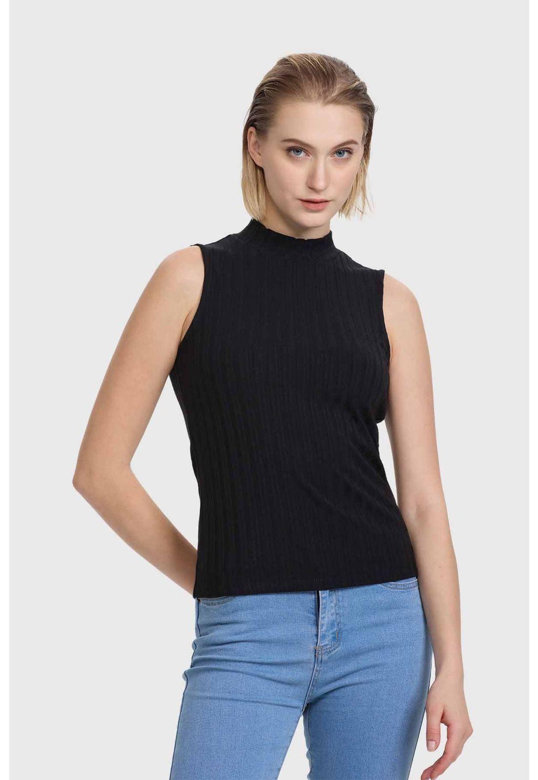 Polera Mujer Rib Negro - IX-0