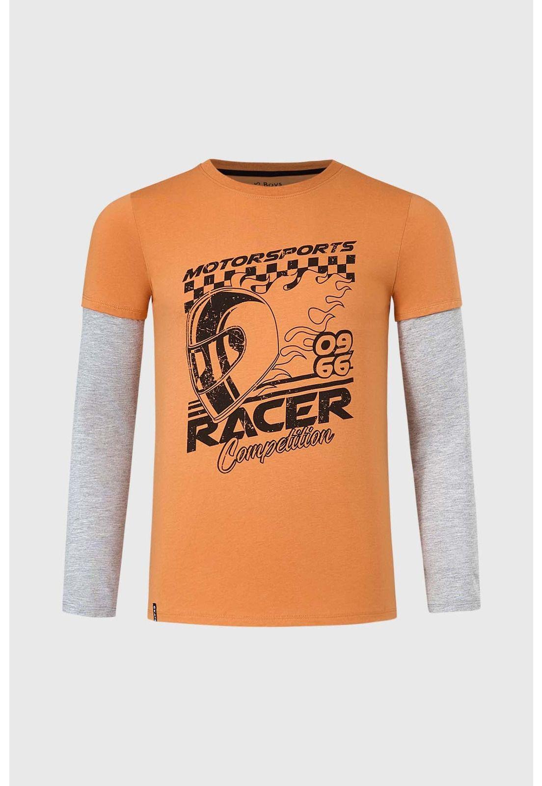 Polera Niño Doble Manga Básica Terracota-0