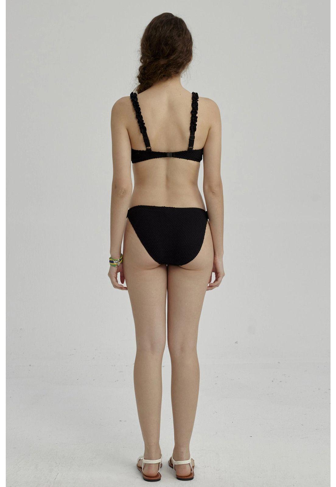 Traje De Baño Niña Bikini Arrugado Negro-2