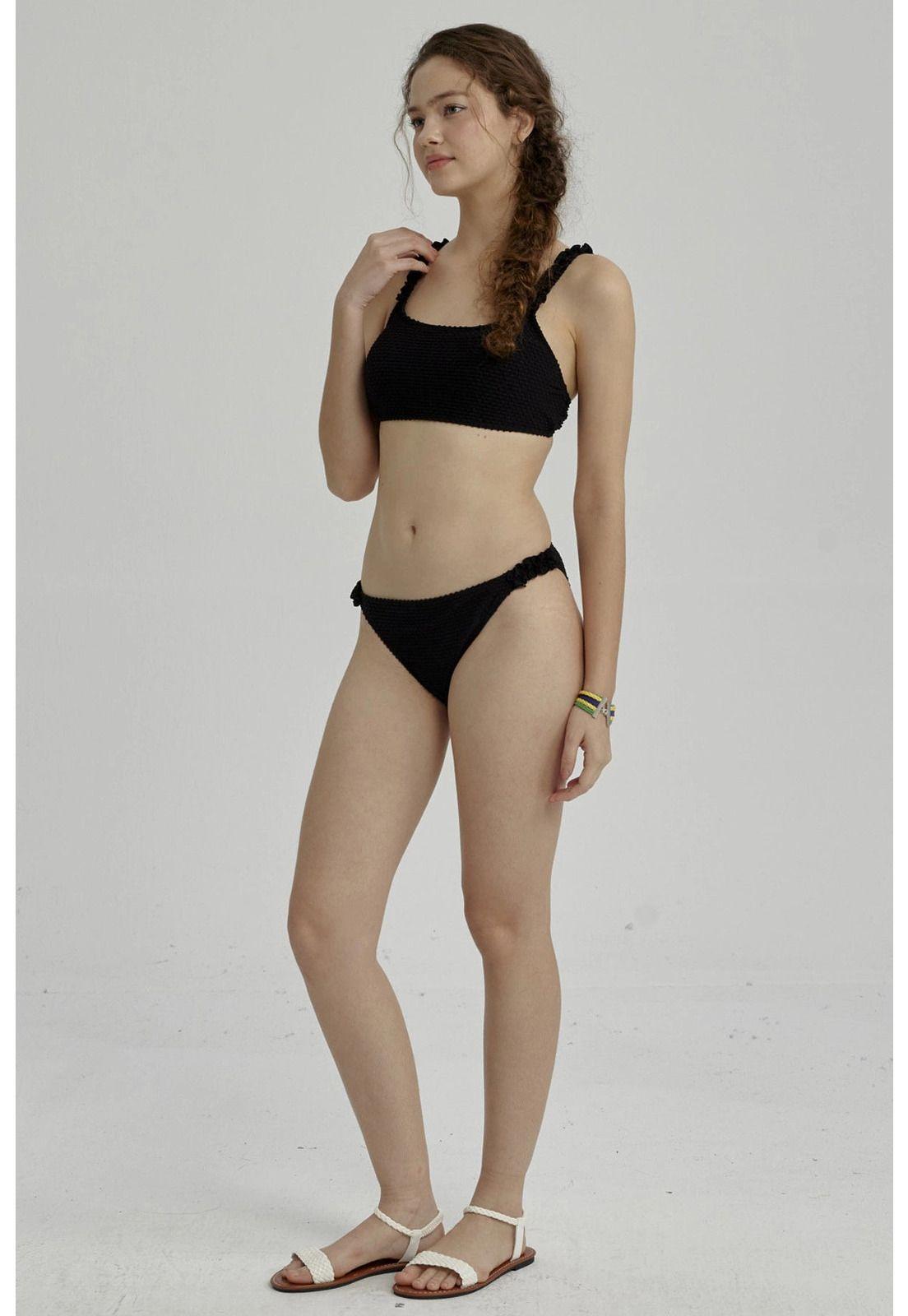Traje De Baño Niña Bikini Arrugado Negro-3