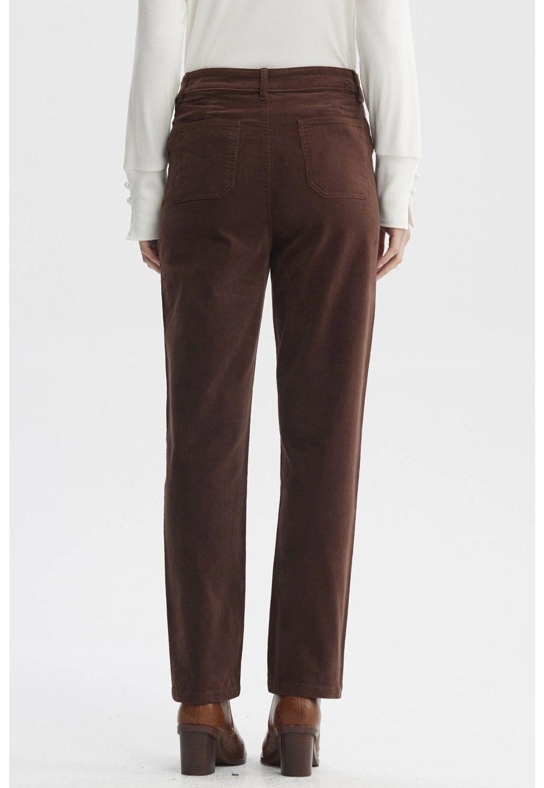 Pantalón Mujer Cotelé Calce Slim Café Oscuro-2