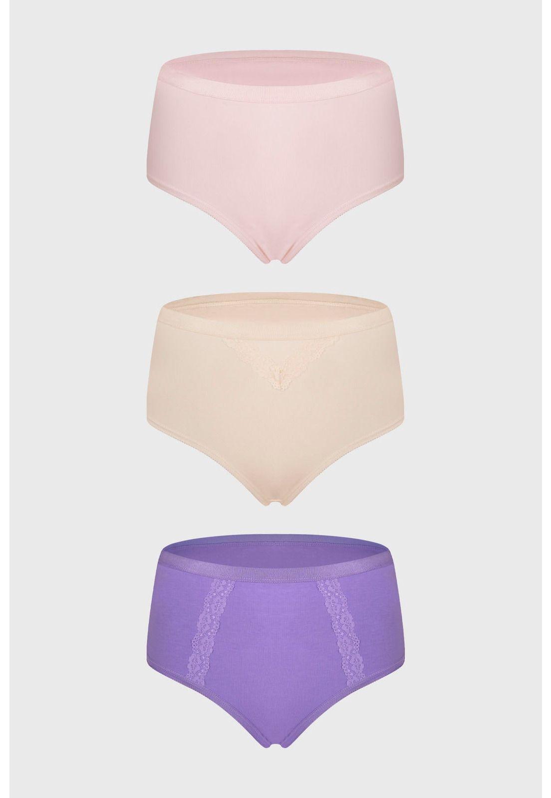 Calzón Mujer Tripack Tiro Alto Morado-0