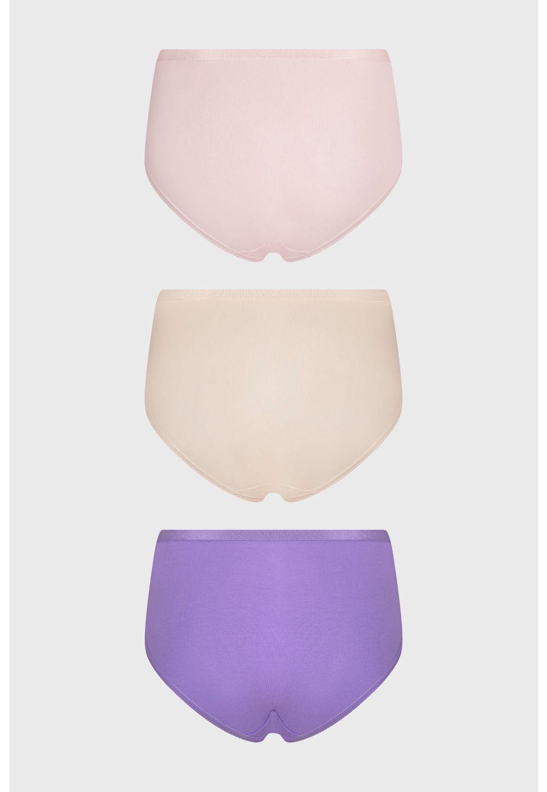 Calzón Mujer Tripack Tiro Alto Morado-1