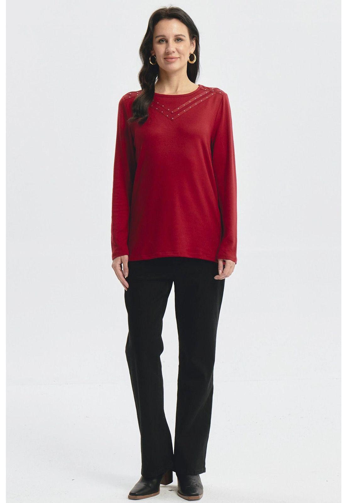 Sweater Mujer Strass Rojo-3