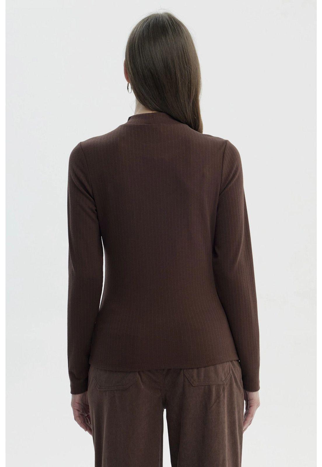 Polera Mujer Drapeado Lisa Café-2