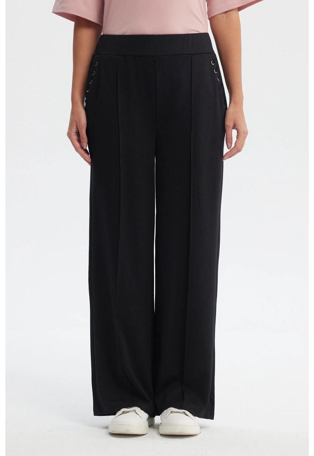 Pantalón Buzo Mujer Calce Recto Negro - ll-0