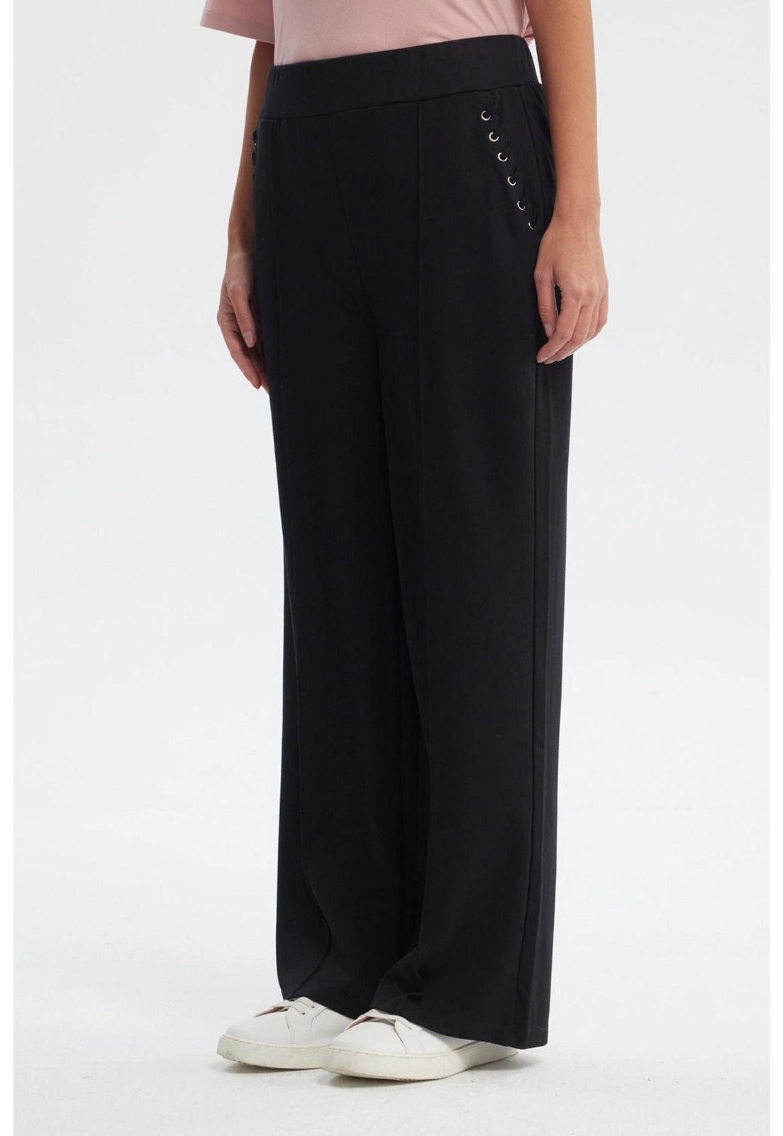 Pantalón Buzo Mujer Calce Recto Negro - ll-1