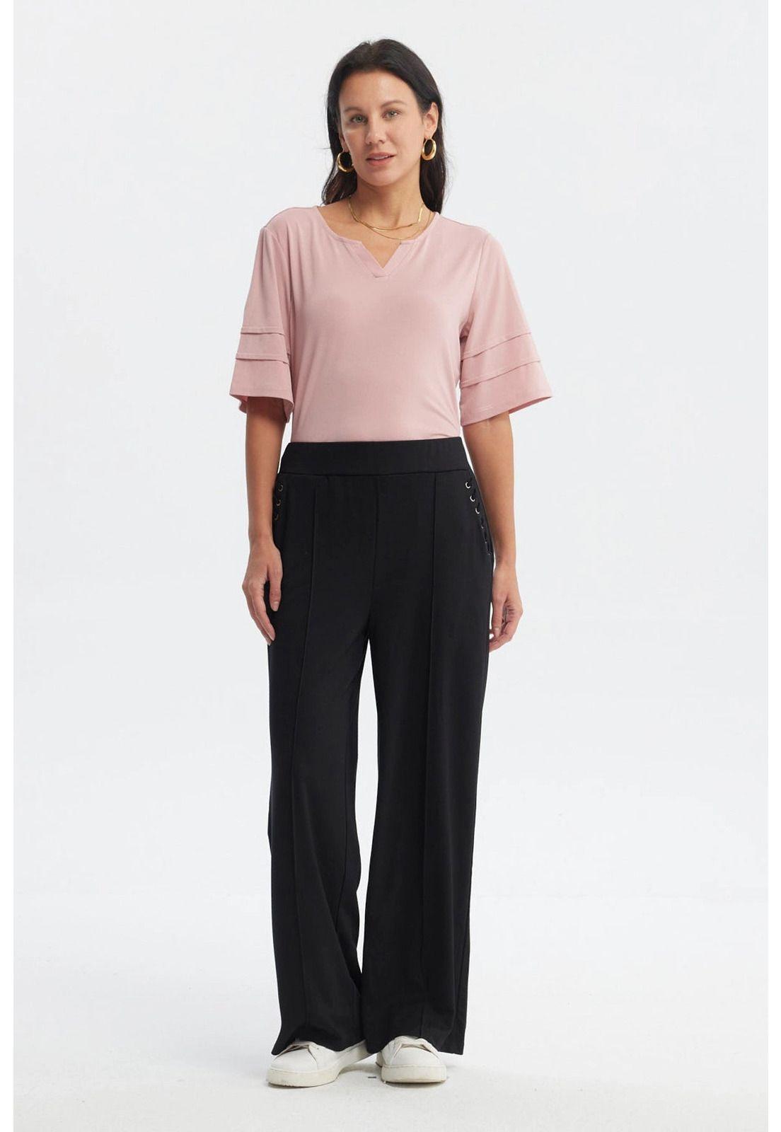 Pantalón Buzo Mujer Calce Recto Negro - ll-3