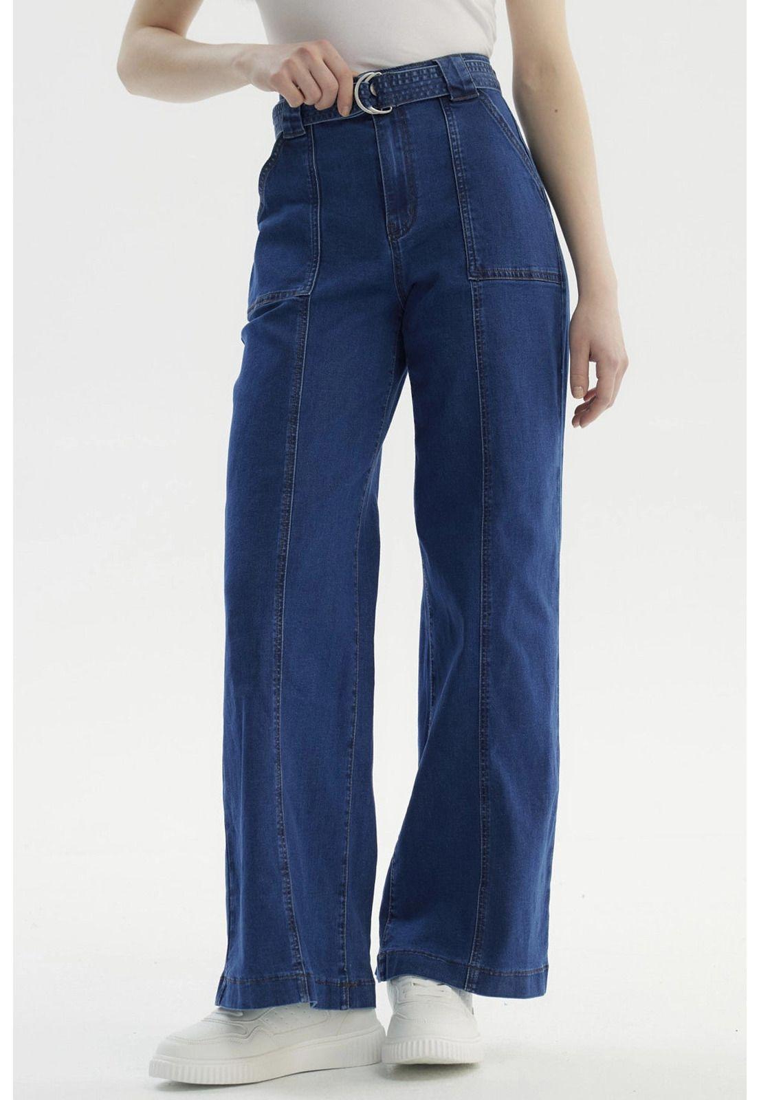 Jeans Mujer Palazzo Azul Oscuro - ll-0