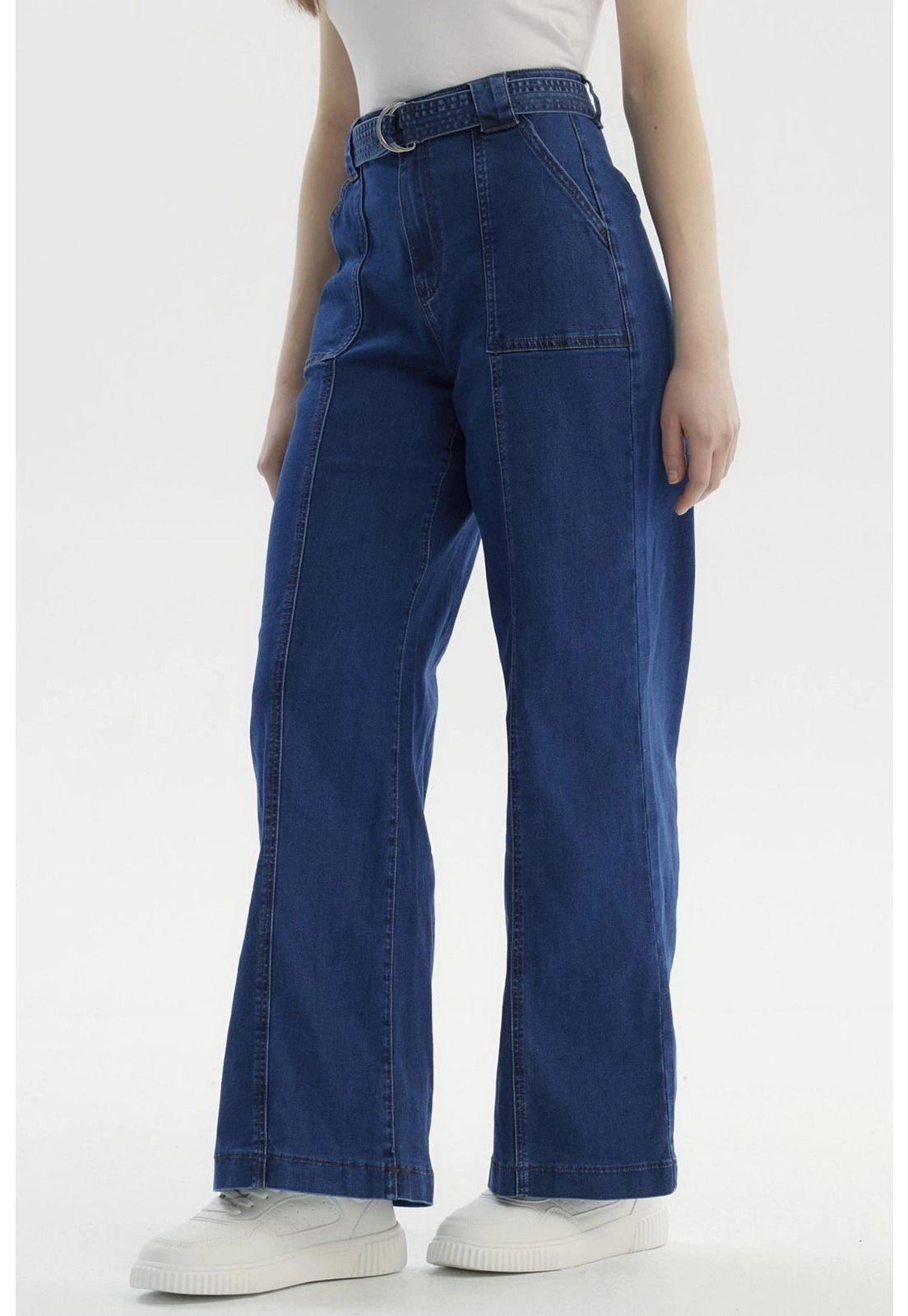 Jeans Mujer Palazzo Azul Oscuro - ll-1
