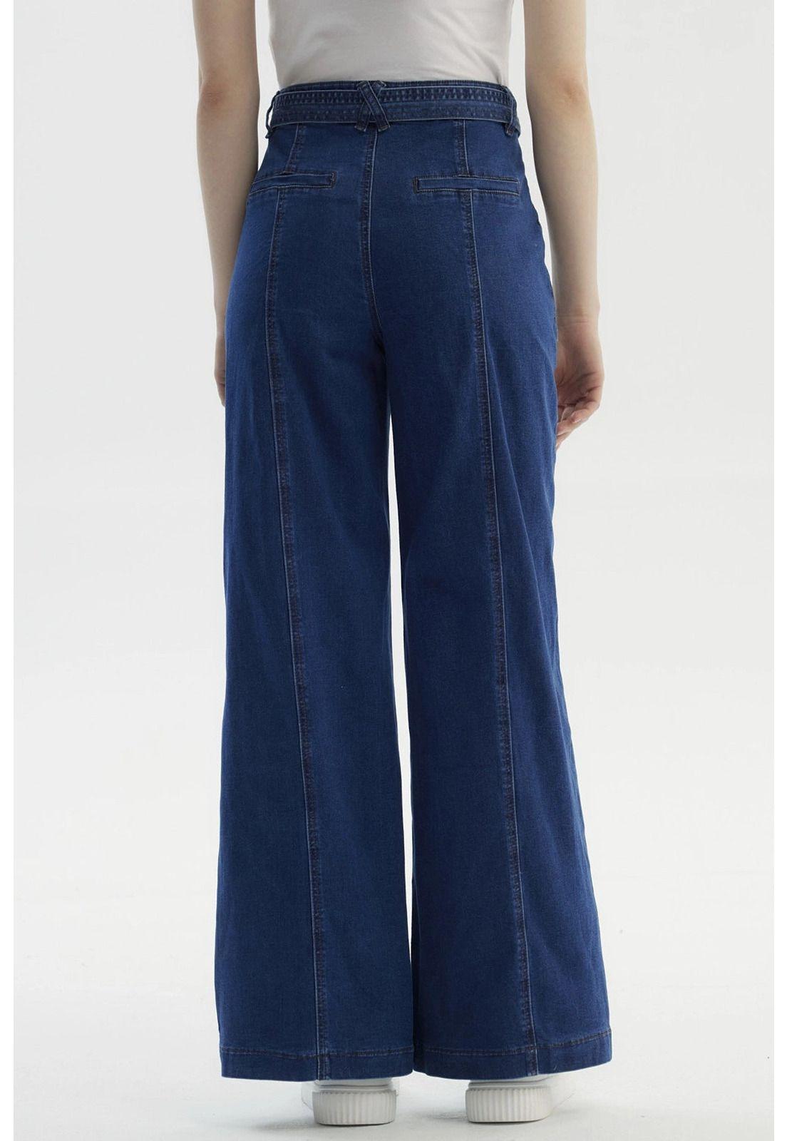 Jeans Mujer Palazzo Azul Oscuro - ll-2