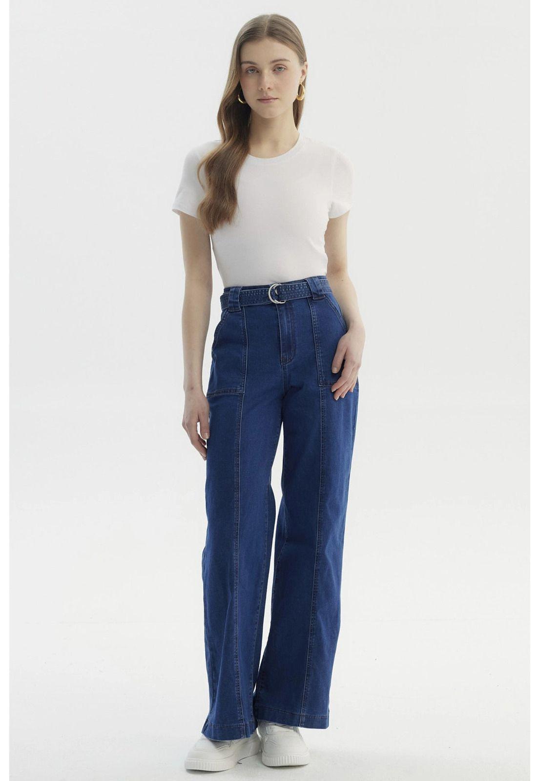 Jeans Mujer Palazzo Azul Oscuro - ll-3