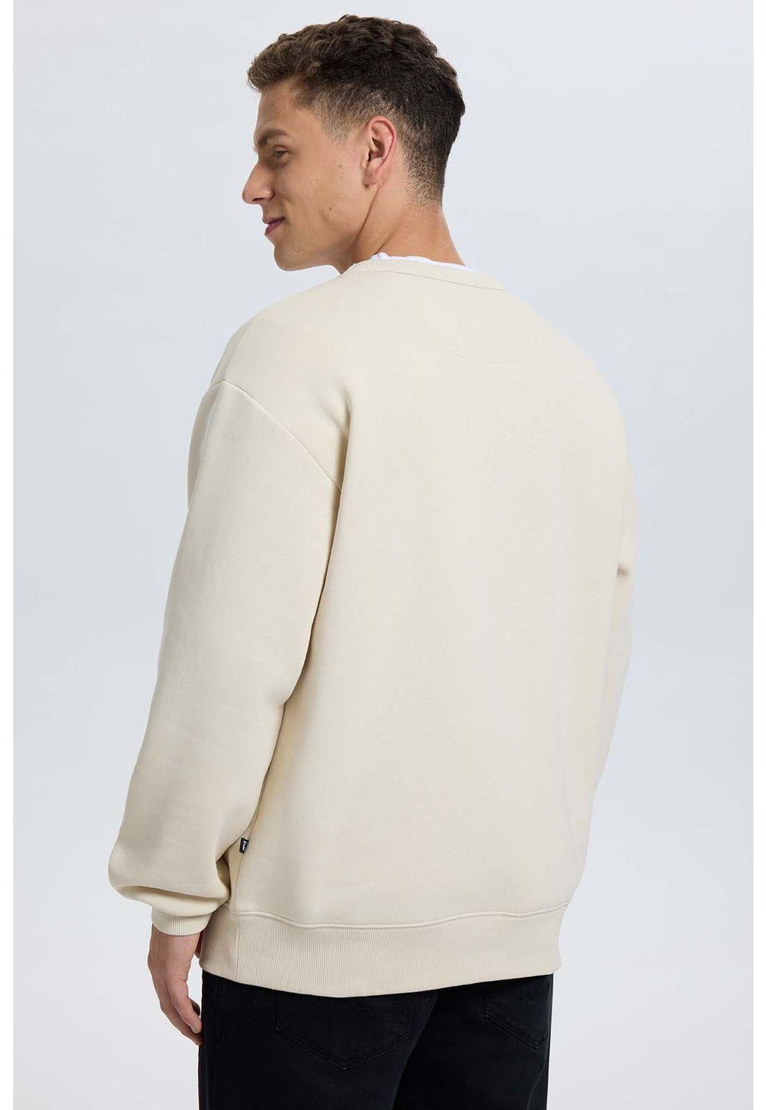 Polerón Hombre Print Texto Central Beige-2