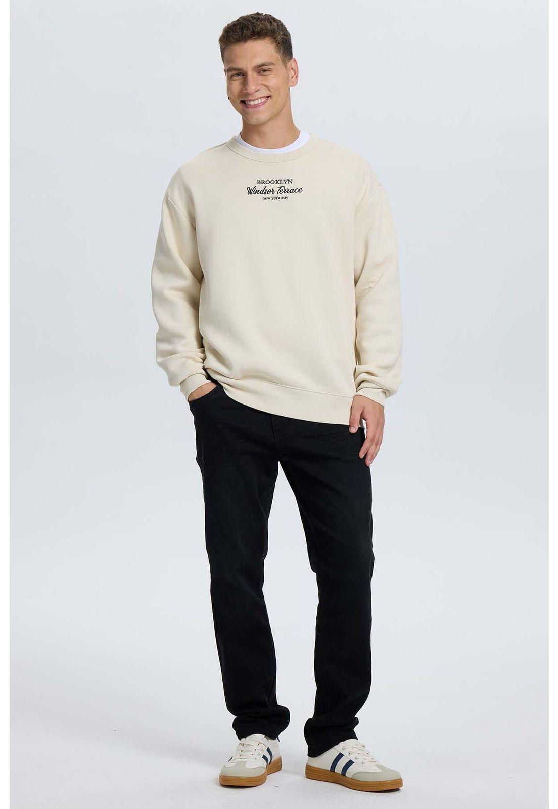 Polerón Hombre Print Texto Central Beige-3