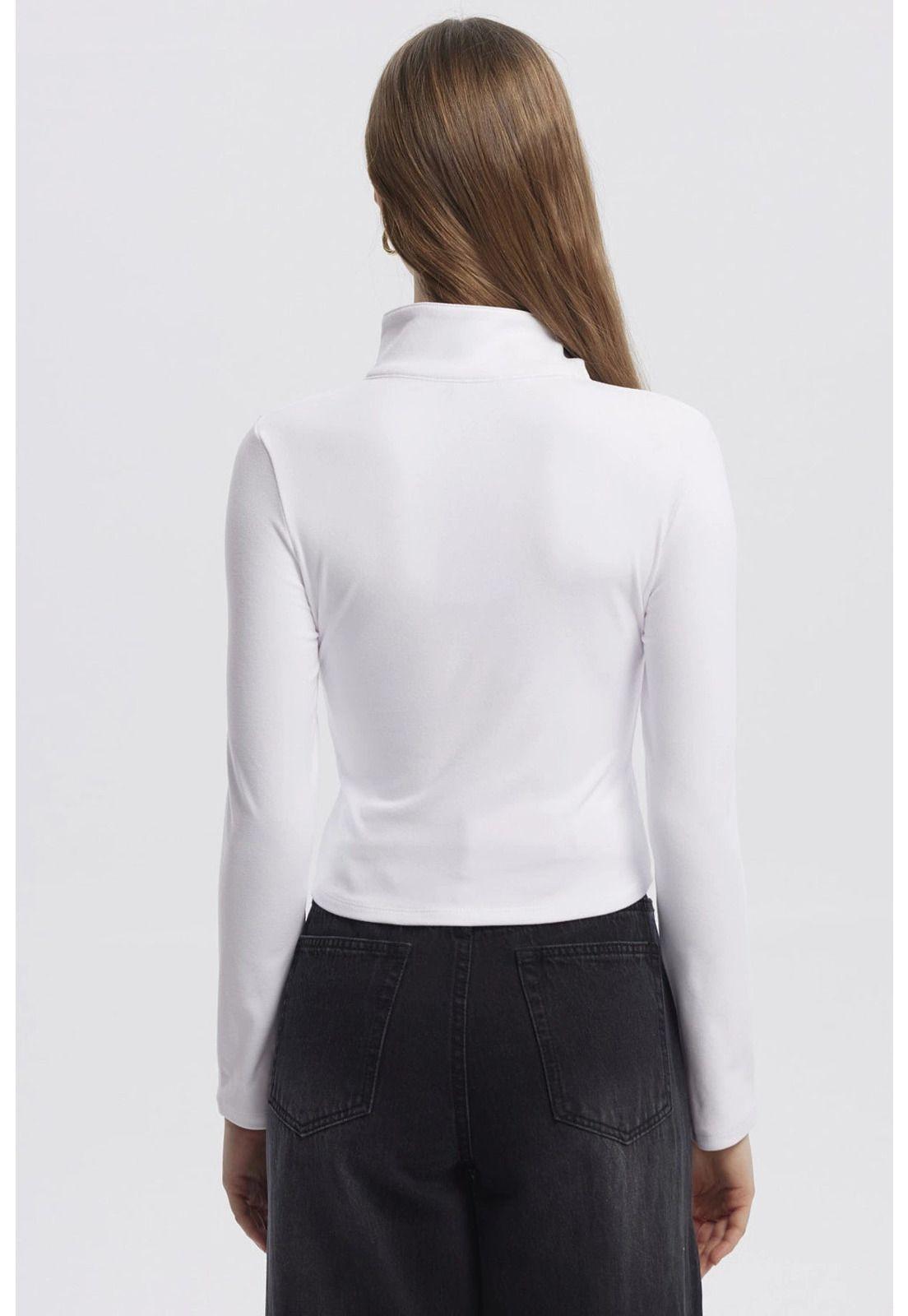 Polera Mujer Con Zipper Blanco-2
