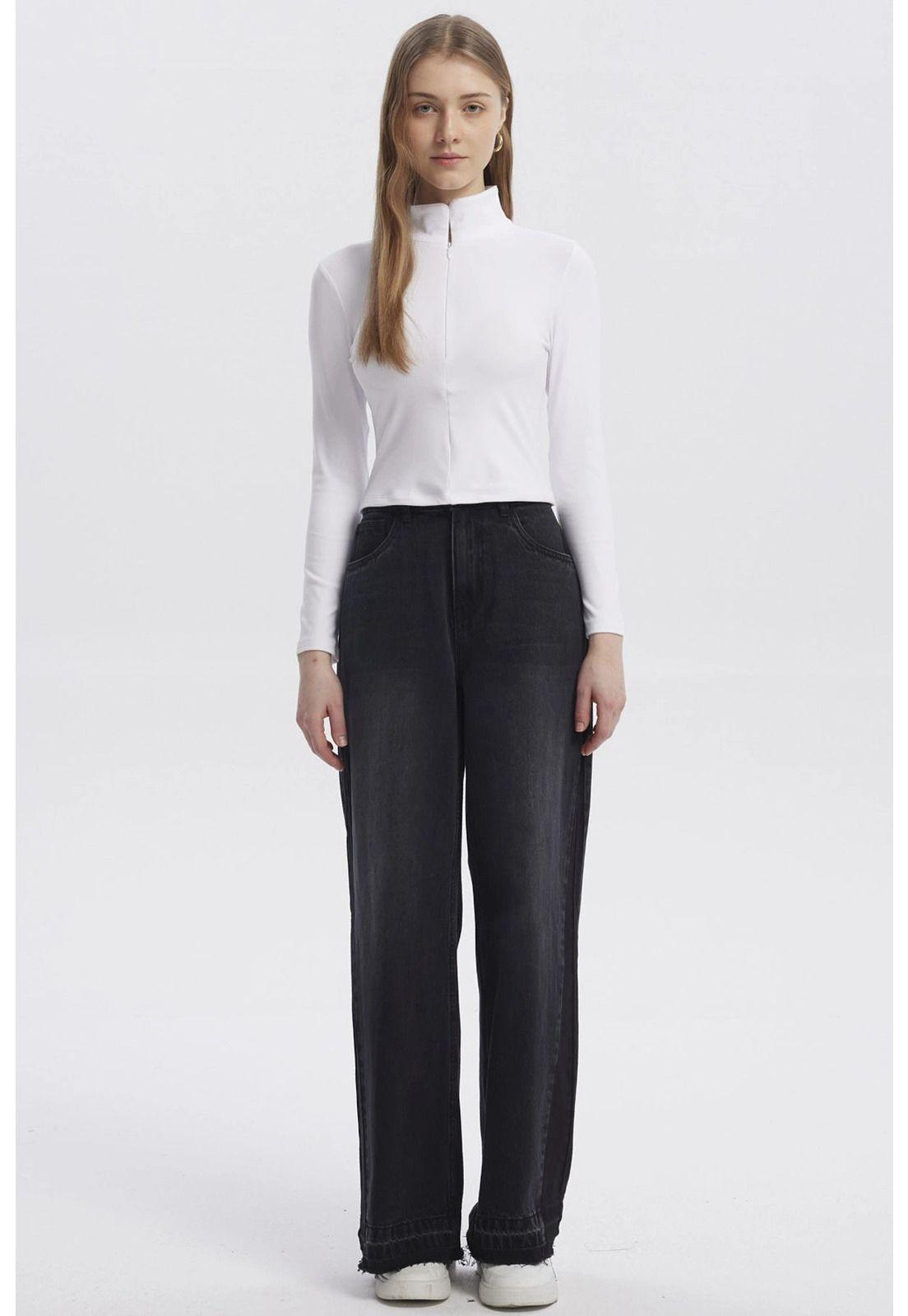 Polera Mujer Con Zipper Blanco-3