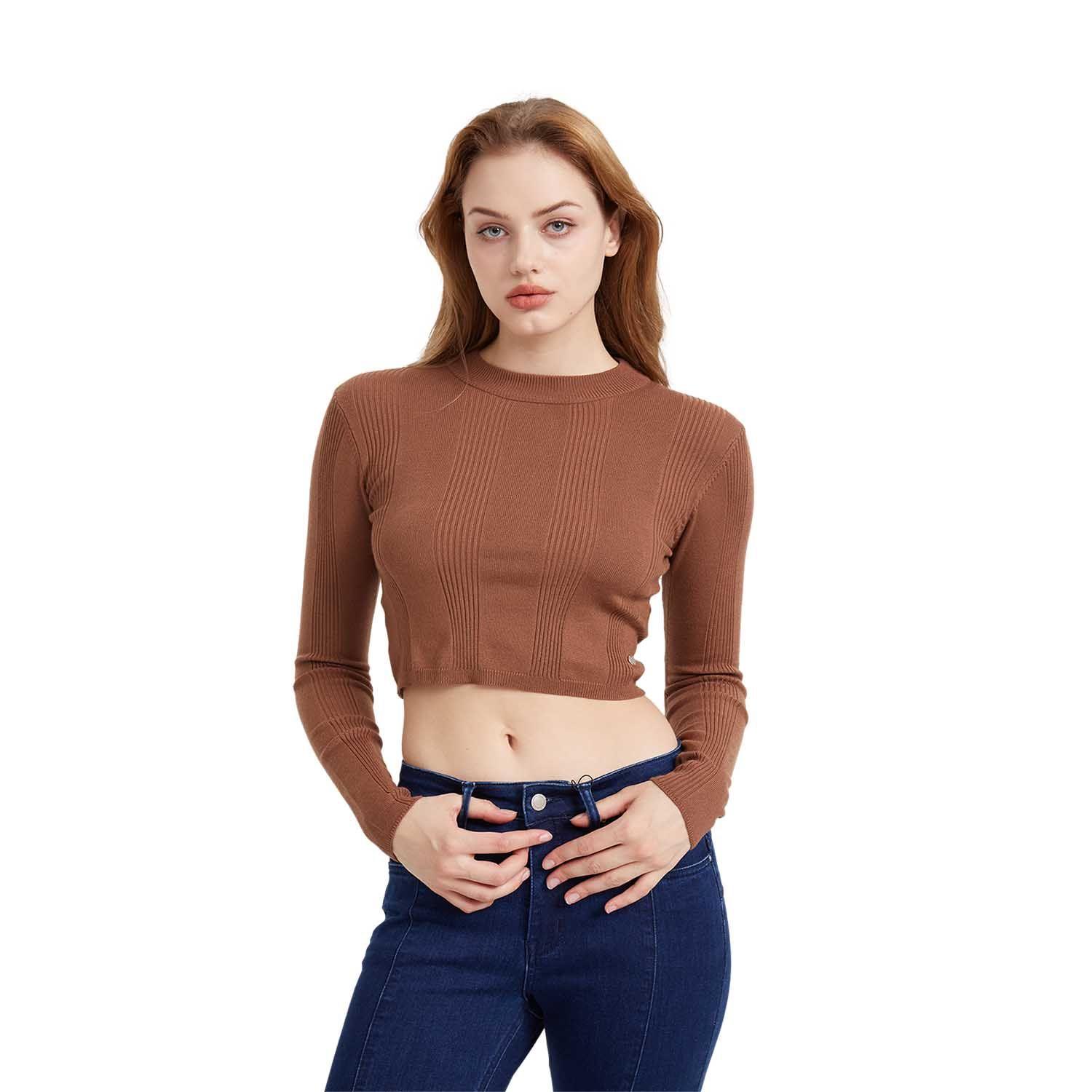 Sweater Mujer Crop Cafe Fashion's Park-0