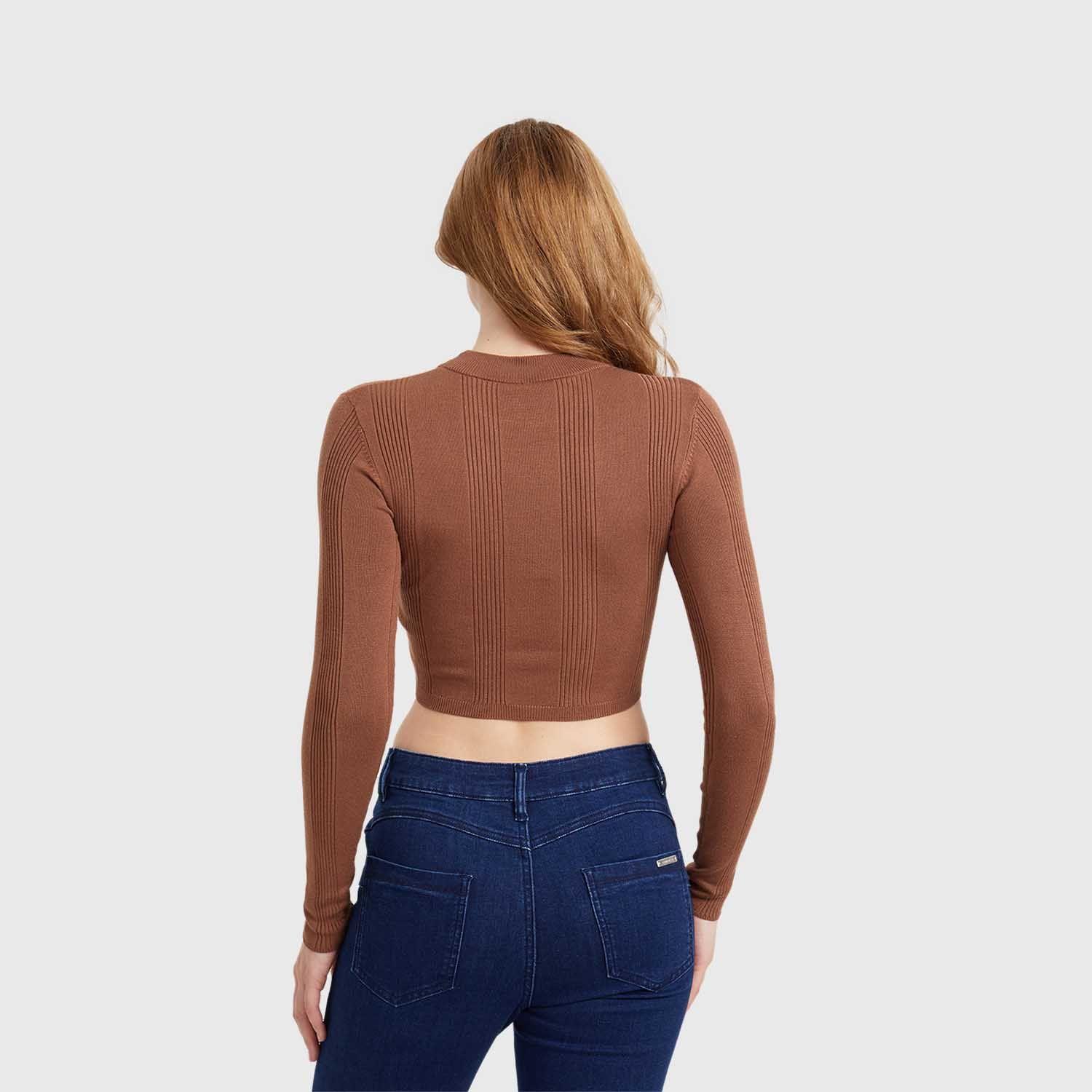 Sweater Mujer Crop Cafe Fashion's Park-2