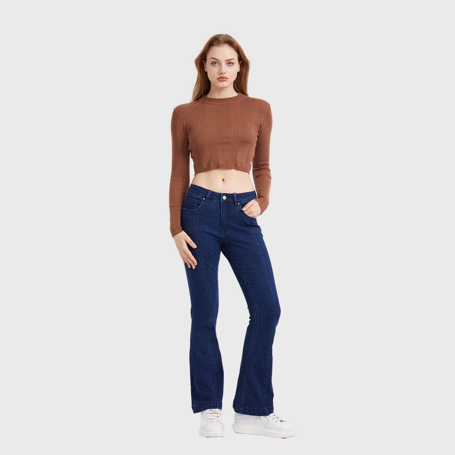 Sweater Mujer Crop Cafe Fashion's Park-3