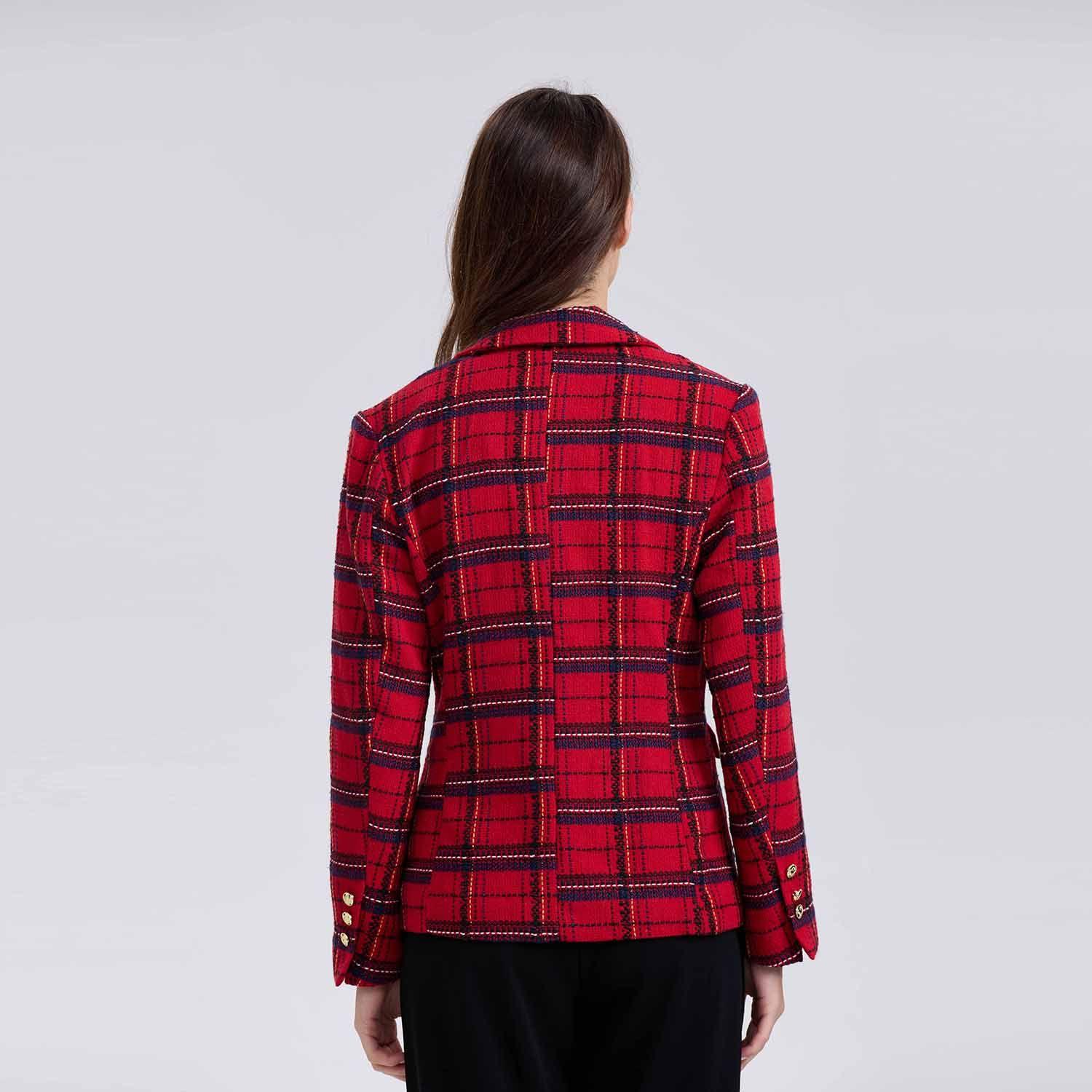 Blazer Mujer Escocés Corte Clásico Rojo Fashion´s Park-2