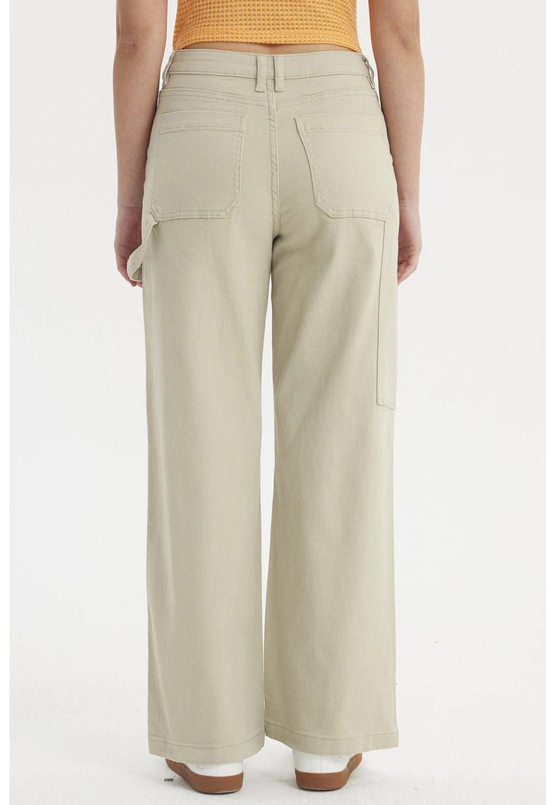 Jeans Mujer Calce Recto Bolsillo Caqui-2