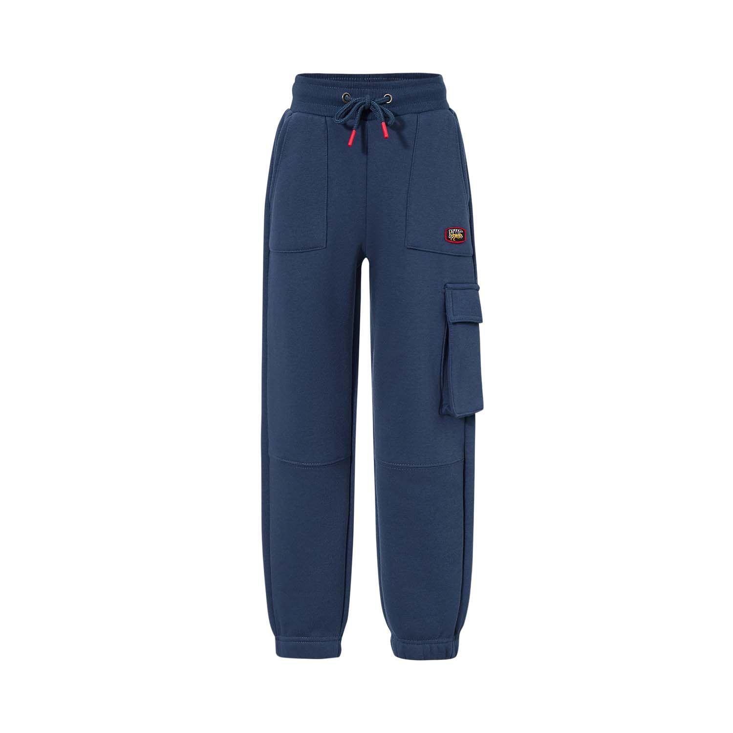 Pantalón Buzo Niño Cargo Con Cortes Azul Oscuro-0