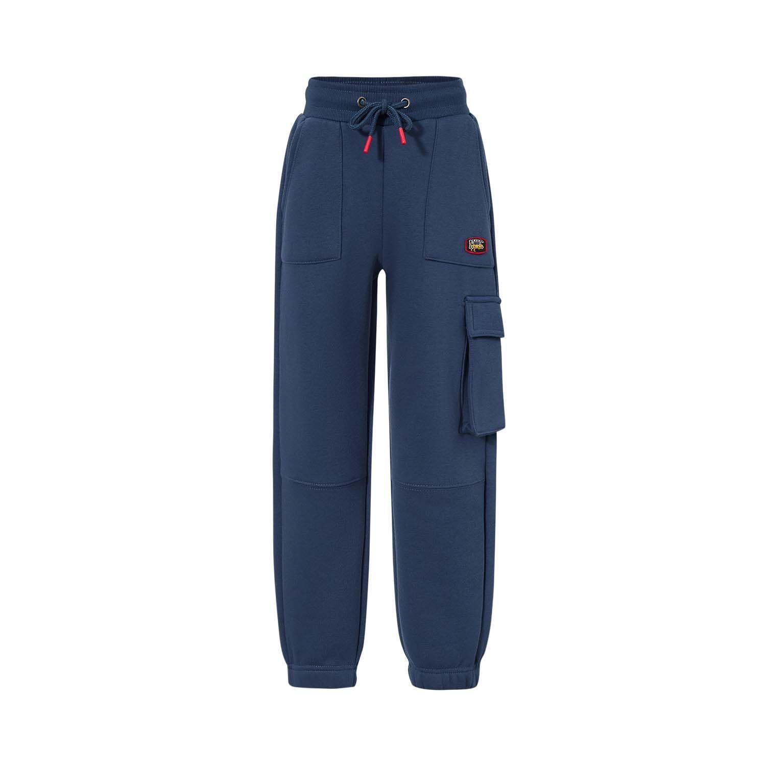 Pantalón Buzo Niño Cargo Con Cortes Azul Oscuro-0