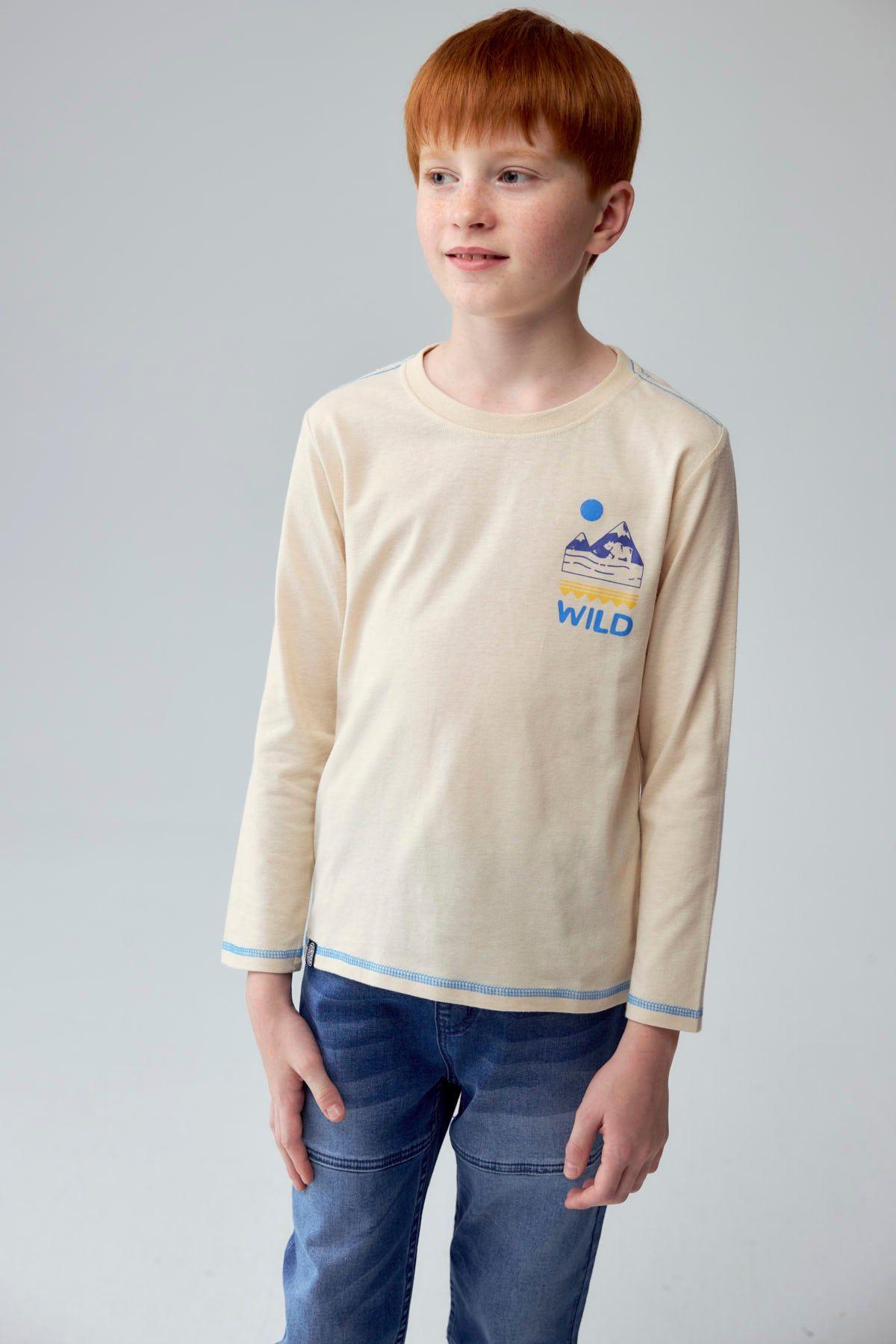 Polera Niño Print Posicional Crudo-0