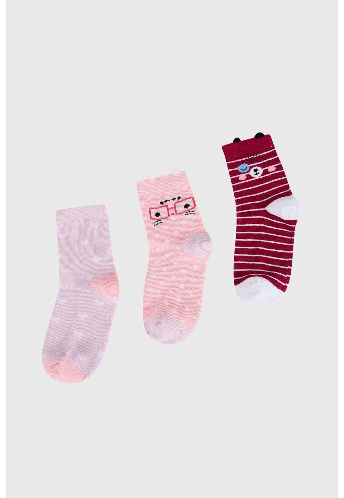 Calcetín De Vestir Niña Tripack Rosado - lV-0