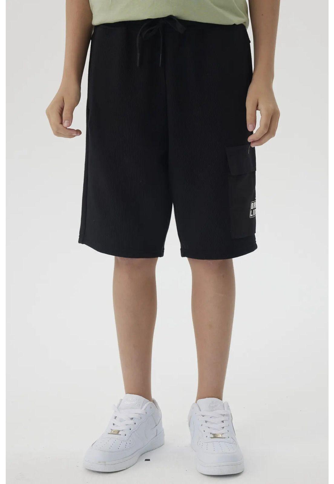 Bermuda Niño Textura Con Print Negro-4