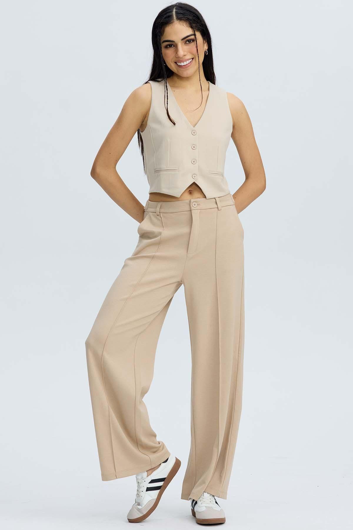 Blazer Mujer Blazer Gillette Abertura Beige-3