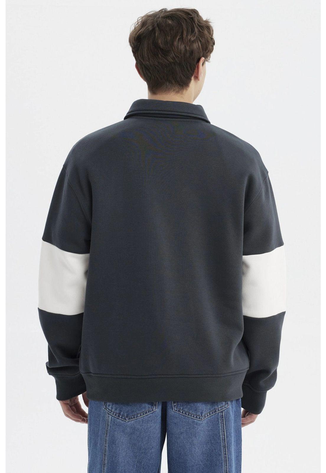 Polerón Hombre Slim Cuello Polo Marengo-2