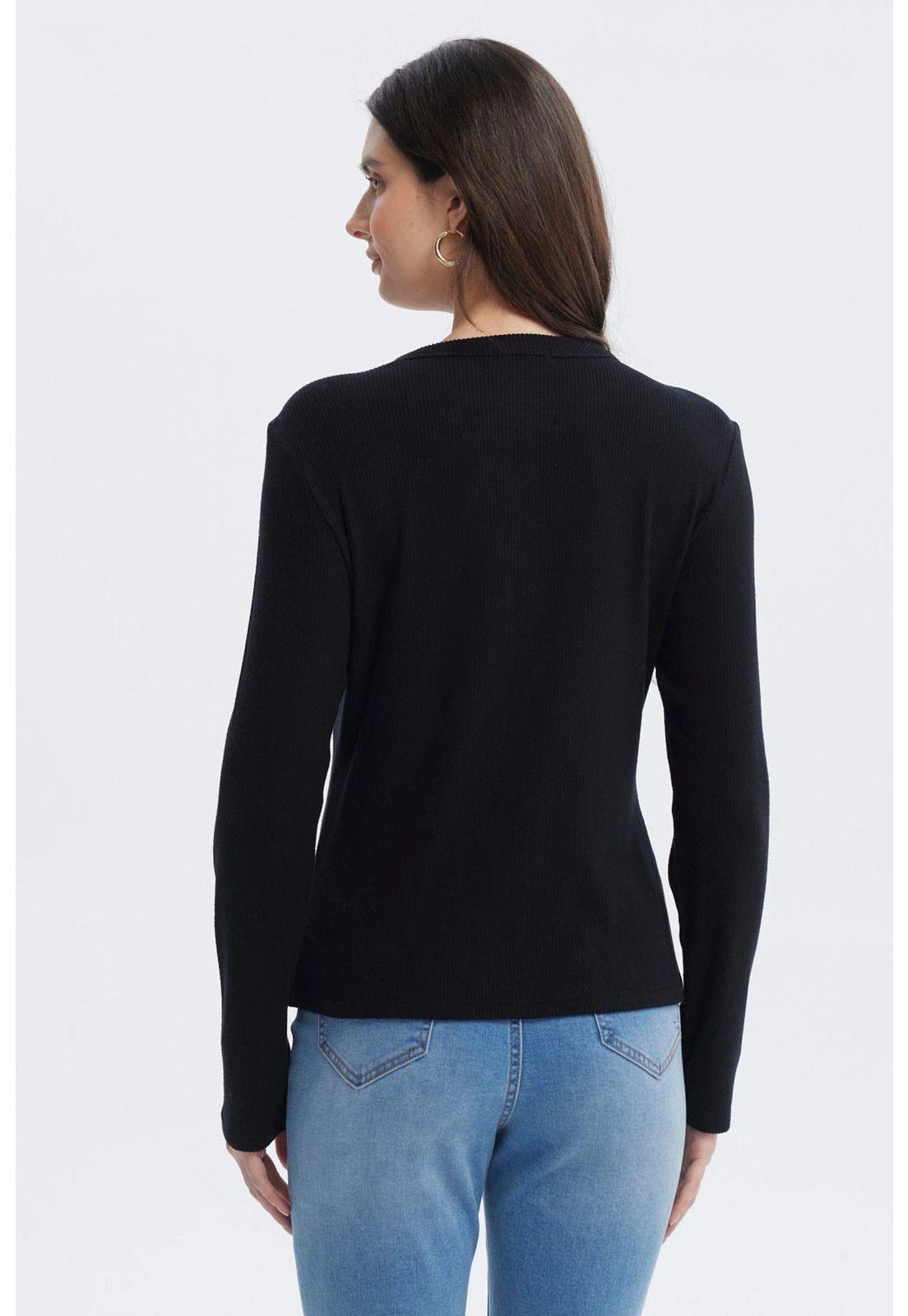 Sweater Mujer Aplicación Botones Negro-2