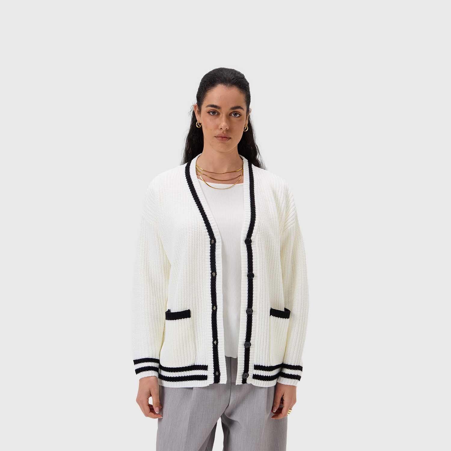 Sweater Mujer Abierto Blanco Fashion's Park-1