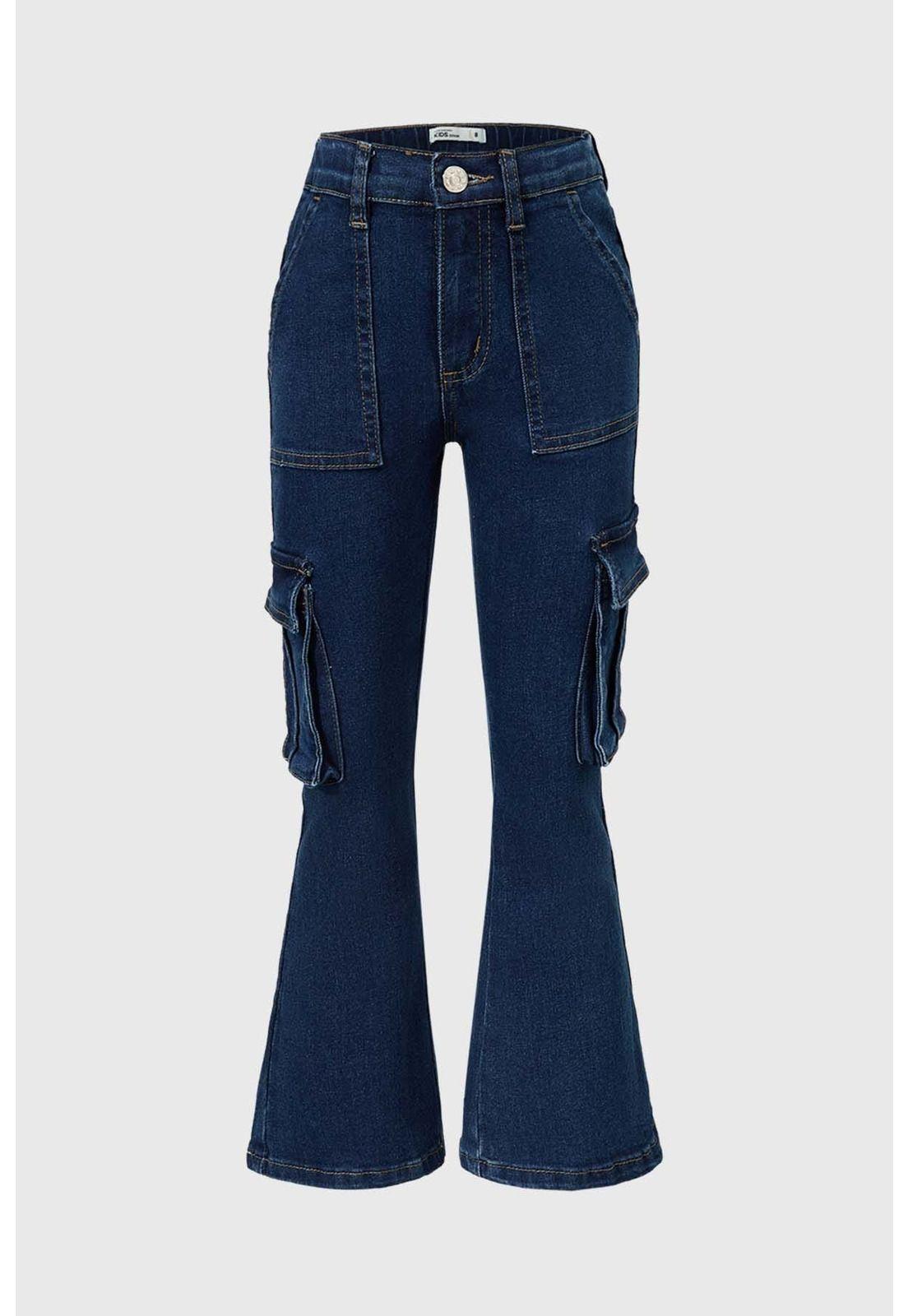 Jeans Niña Flare Cargo Azul-0