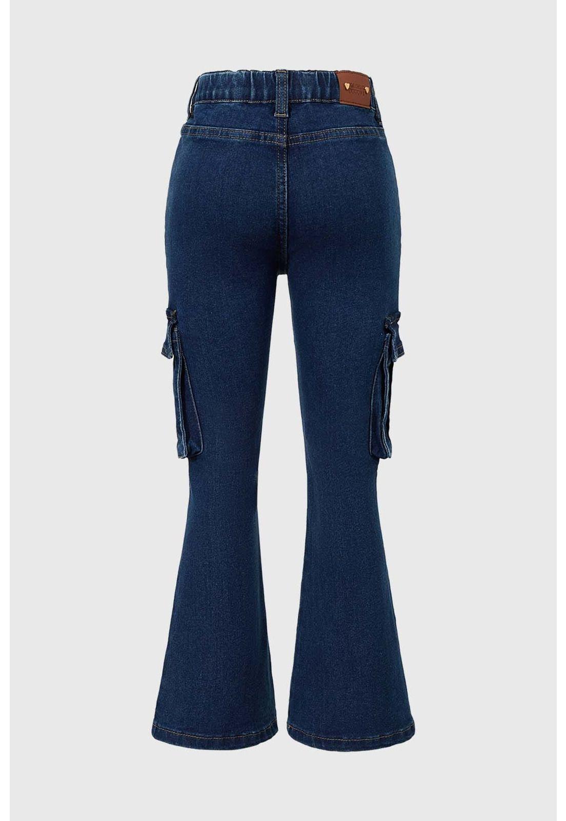 Jeans Niña Flare Cargo Azul-1