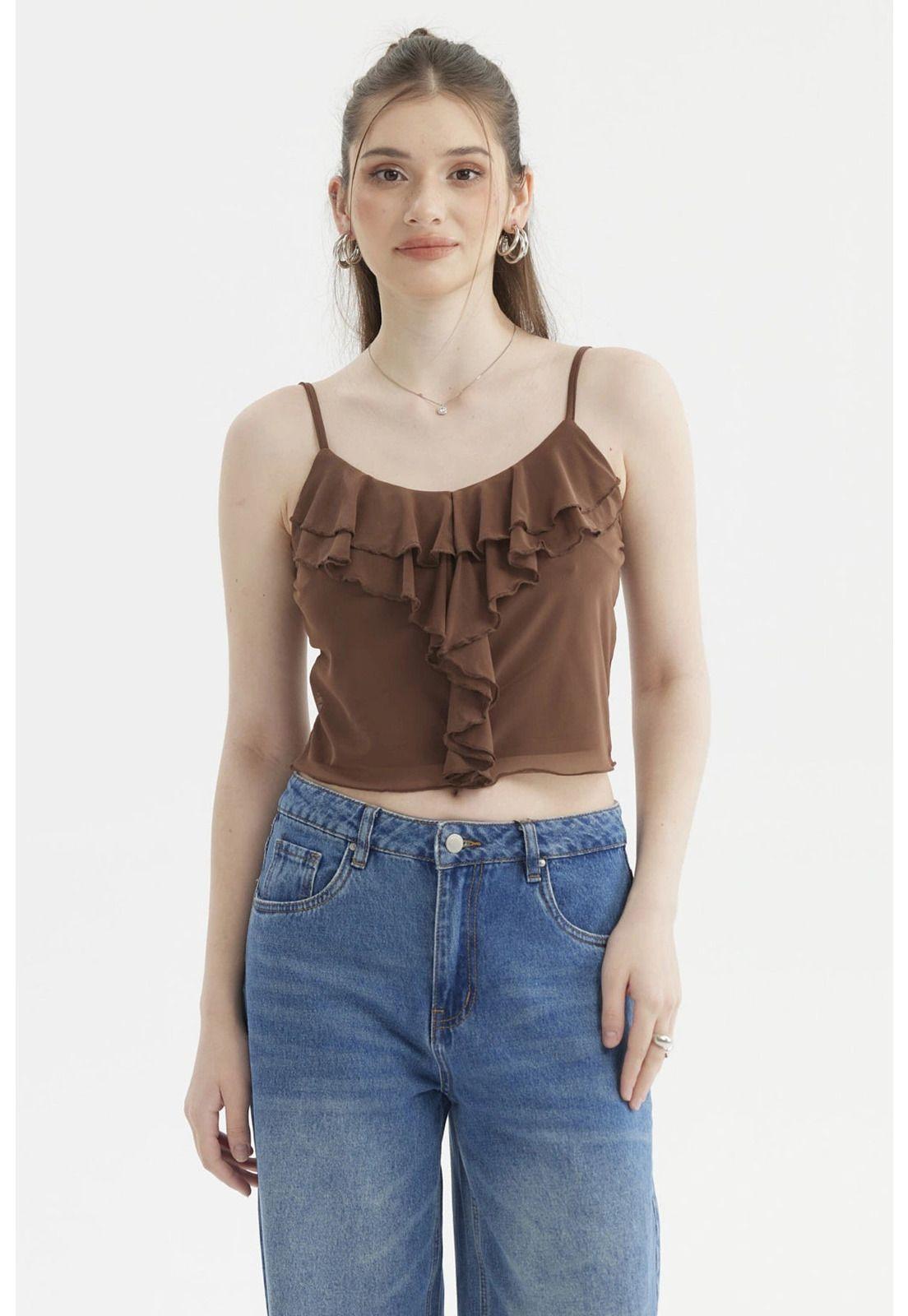 Peto Mujer Boho Vuelo Café Oscuro-0