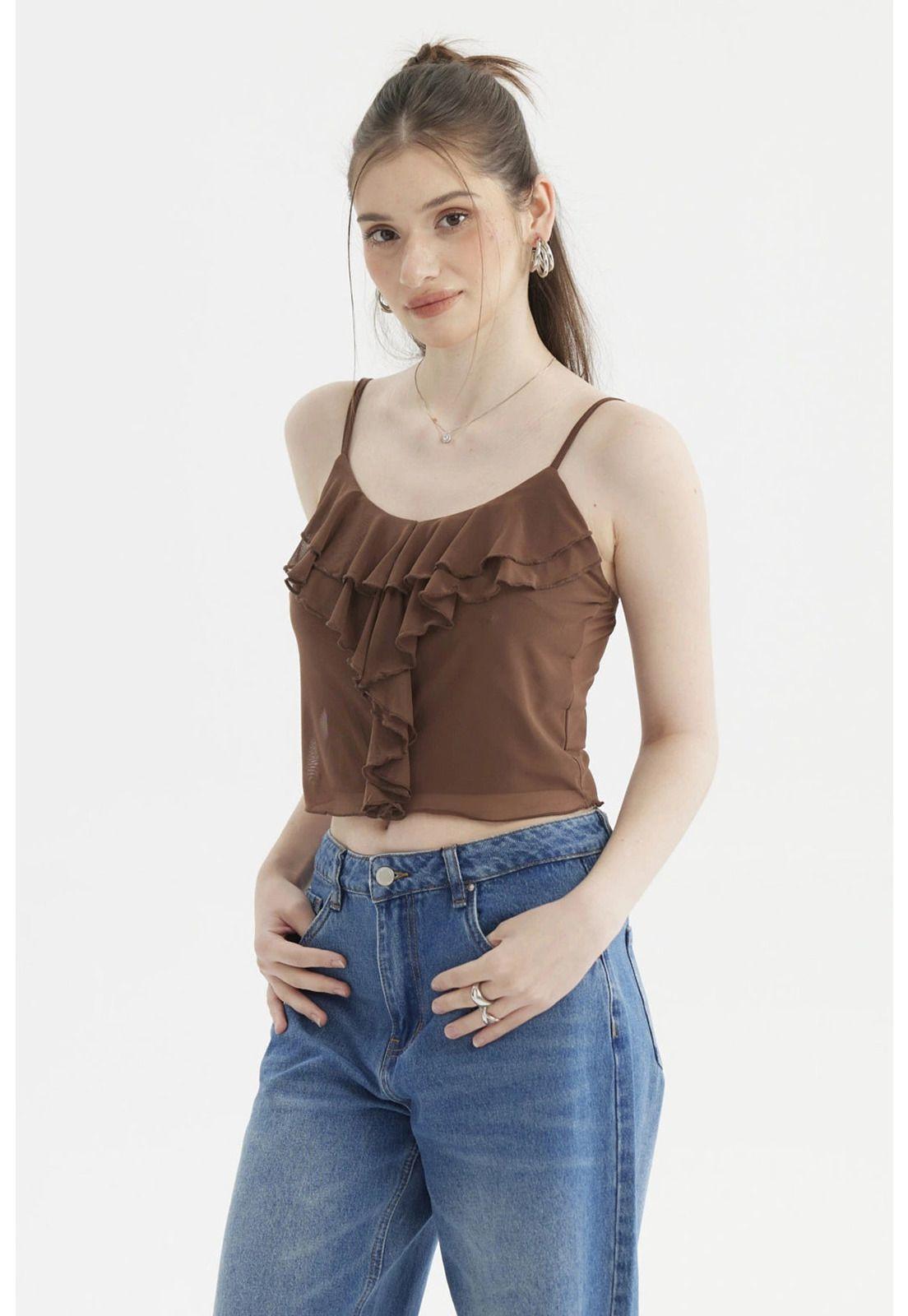 Peto Mujer Boho Vuelo Café Oscuro-1