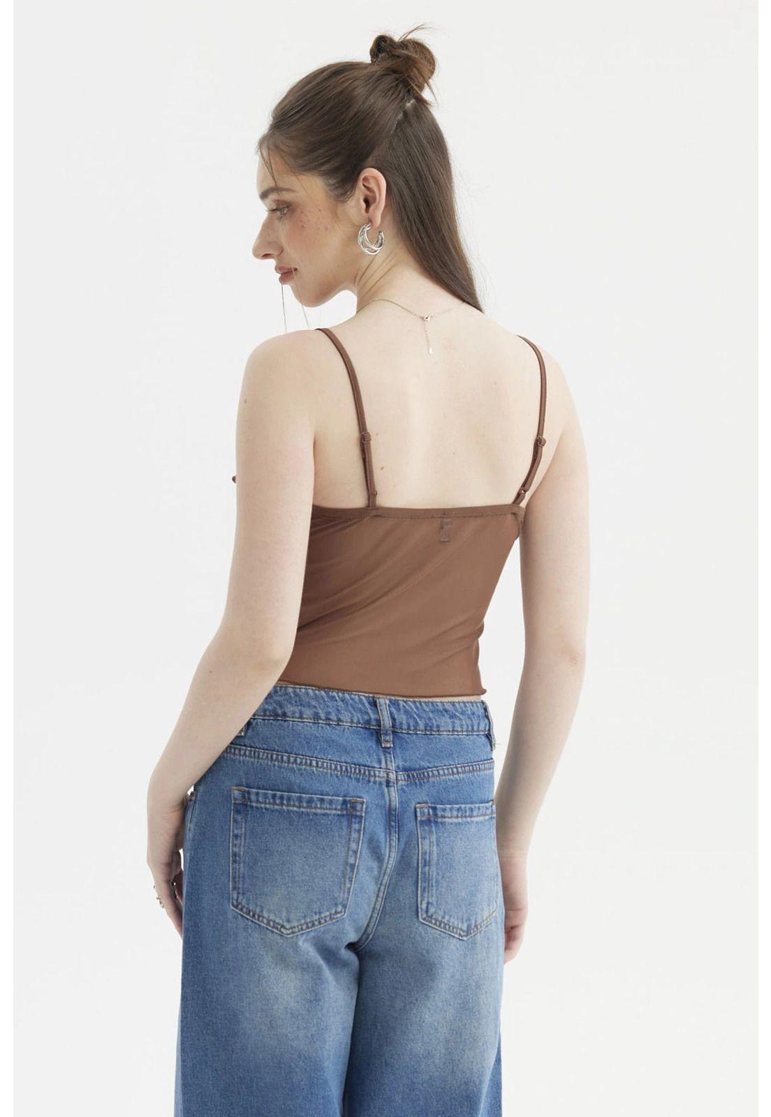 Peto Mujer Boho Vuelo Café Oscuro-2