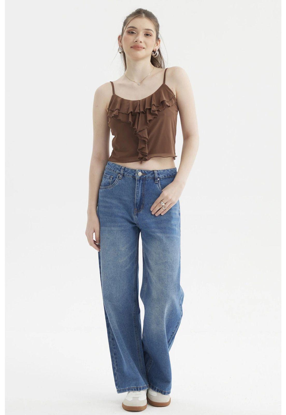 Peto Mujer Boho Vuelo Café Oscuro-3