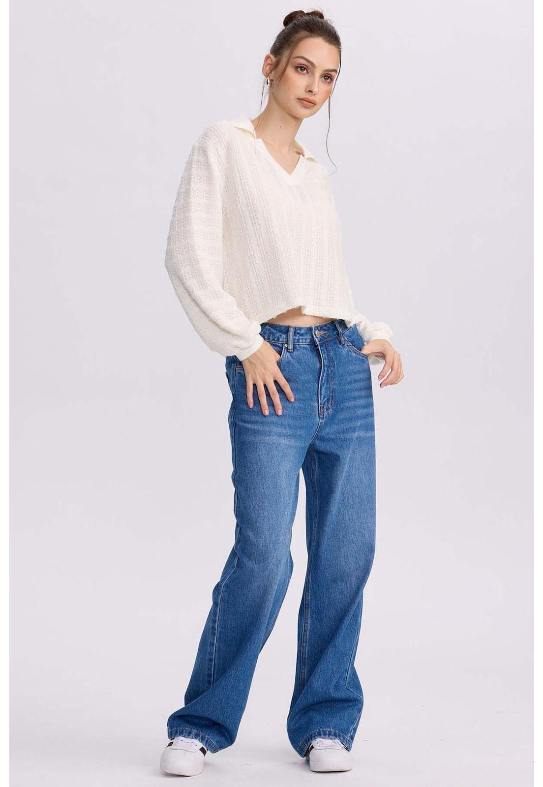 Polerón Mujer Cuello Camisero Crudo-3