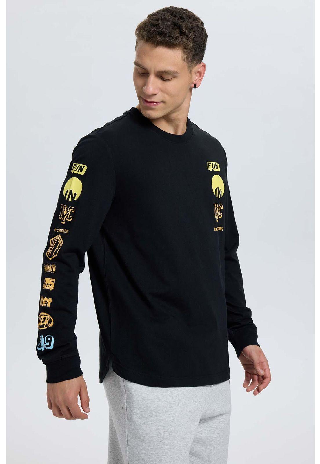 Polera Hombre Print Negro - Vl-0