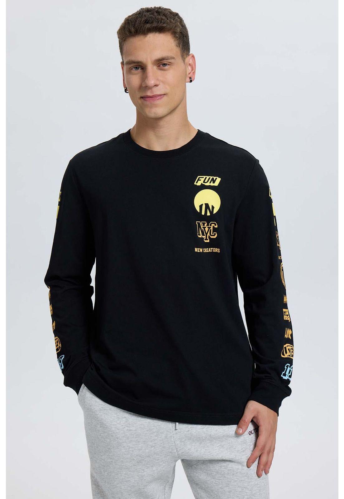 Polera Hombre Print Negro - Vl-1