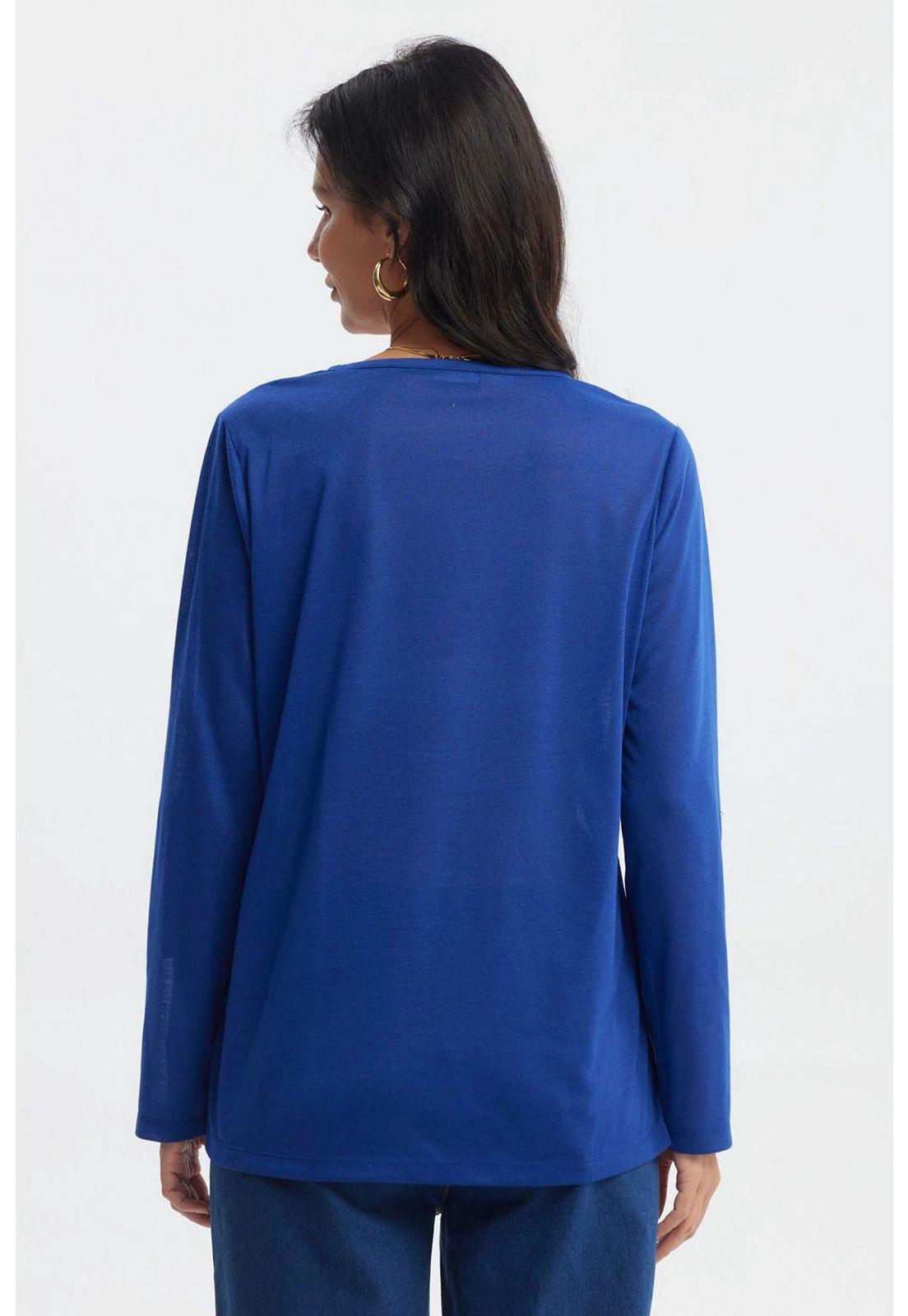 Polera Mujer Aplicación Cierre Azul-2